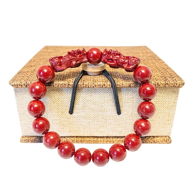 biuufish Feng Shui Bracelet Cinnabar Bracelet, 10mm Red Cinnabar PiXiu Bracelet for Men Women, Prayer Beads Dragon Protection Bracelets Jewelry Gifts Can Bring Good Luck, Wealth and Health