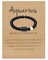 LAKIYOYO Zodiac Bracelet for Men Women Adjustable Natural Black Onyx Stone Bracelet 8mm 10mm Star Sign Constellation Horoscope Bracelet Gifts(aquarius 1)