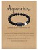 LAKIYOYO Zodiac Bracelet for Men Women Adjustable Natural Black Onyx Stone Bracelet 8mm 10mm Star Sign Constellation Horoscope Bracelet Gifts(aquarius 1)