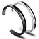 Zuo Bao Hair Tie Bracelet Set High Polishing Stainless Steel Grooved Cuff Bangle for Women (Black+Silver)