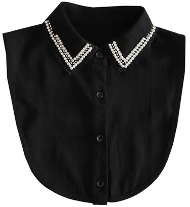 WENLOOY Elegant Pearl Fake Collar Detachable Blouse Dickey Collar Half Shirts Faux False Collar for Women &amp; Girls Favors
