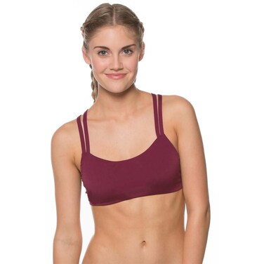 JOLYN Fendrick Bikini Top - Fixed Back Women's Athletic Swimsuit Top, Full Coverage Sport Bathing Suit Top for Competitive Swimming, Water Polo, Lifeguarding, Paddling, Cabernet, X-Large