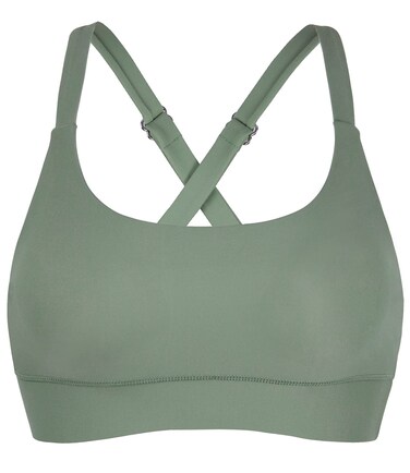 Women&rsquo;s Supportive Scoop Neck Sporty Swimsuit Cross Spaghetti Strap Bathing Suit Bikini Top Olive