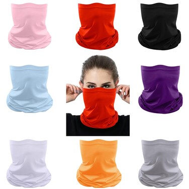 Cutewing 8PCS Ourdoor Face Mask for Women Solid Tube Bandanas Buff Cooling Neck Gaiter Balaclava Mask Gator Masks Elastic Multi Headwear Magic Headband Neck Scarf Face Cover with UV Resistant