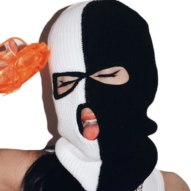 3 Hole Ski Mask Beanie Knitted Balaclava Full Face Mask Knit Beanies Bonnet Goth Accessories for Winter Warm Outdoor Sports White