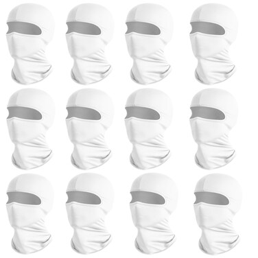 Wheebo 12 Pieces Balaclava Face Mask for Men Women Summer Cooling Neck Gaiter Cycling Caps, UV Protector Motorcycle Ski Scarf (White)