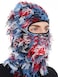 ROXUN Distressed Balaclava Ski Mask, Shiesty Yeat Airsoft Custom Camo Knitted Face Mask for Men/Women Red Blue