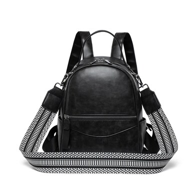 Mini Backpack for Women Leather Small Backpacks Purse, Ladies Designer Daypack, Shoulder Backpack Convertible Handbags Black