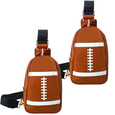 Bulyoou 2 Pcs Football Sling Bag Mom Bag Sport Crossbody Bag for Women Chest Purse for Travel Hiking Lightweight Backpack(Football)
