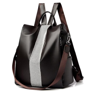 EDRLIO Anti-theft Leather Backpack Purse for Women Waterproof PU Vegan Fashion Durable Trendy Security Daypack Rucksack Crossbody Shoulder Bag Handbag Purse for Travel Knapsack Bag Hiking,Brown