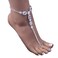 1Pair Summer Beach Rhinestone Barefoot Sandals Foot Chain with Toe Ring Crystal Anklets Bracelet Wedding Bridal Rhinestone Anklet Foot Chain Jewelry for Women