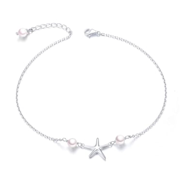 Starfish Anklet for Women S925 Sterling Silver Adjustable Foot Ocean Beach Ankle Bracelet