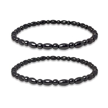 Hion 2 Pack Hematite Therapy Anklet Bracelet for Women/Men
