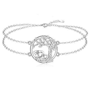Elephant Anklet Elephant Anklets for Women Tree of Life Ankle Bracelet Sterling Silver Adjustable Jewelry Charm Mom Daughter Birthday Valentines Mothers Day Gifts