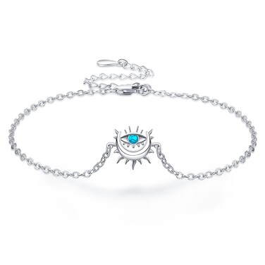 LELOUCHY Evil Eye Anklets for Women 925 Sterling Silver Beach Bracelet Summer Anklet Gift for Mom