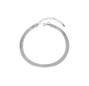 Fashion 21 Stainless Steel Chain Anklet for Women Adjustable Ankle Bracelet (O: Herringbone (Silver 6mm))