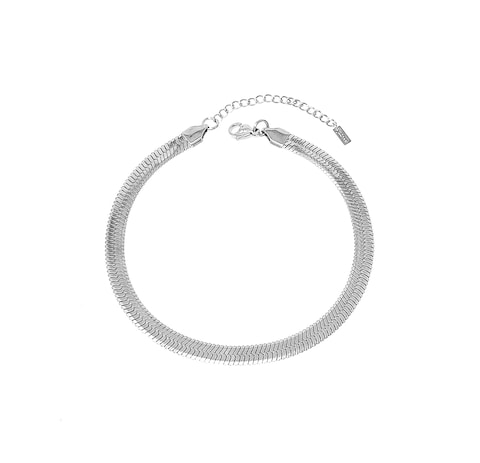 Fashion 21 Stainless Steel Chain Anklet for Women Adjustable Ankle Bracelet (O: Herringbone (Silver 6mm))