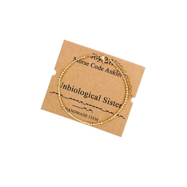 JoycuFF Sister to Sister Gifts for Women Gold Anklets for Teens Inspirational Morse Code Summer Gifts for BFF Sister Friends Christmas Birthday Adjustable Beach Jewelry Unbiological Sister