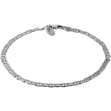 LIFETIME JEWELRY 4mm Mariner Link Chain Anklet for Women &amp; Men 24k Gold Plated (White Gold, 10)
