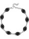 MINACHI Boho Crystal Bead Anklet, Black Beads on Silver-toned Chain, Gift for Women
