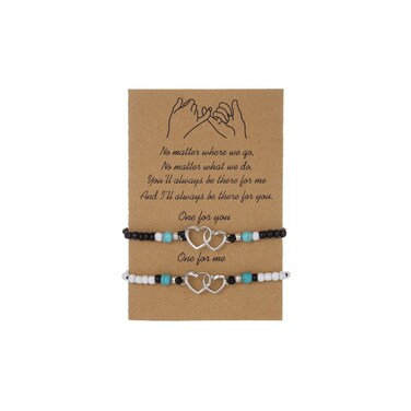 Love Card Couple Ankle Bracelets for Women Handmade Heart Shape Beach Bead Bracelets Anklets Fashion Woven Rice Bead Adjustable Rope Anklet Set for Women Party Summer Beach Gifts Jewelry-A