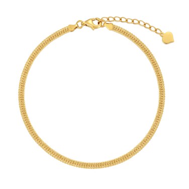 MOLICACI Solid 18kt Yellow Gold Bismark-Link Bracelet, 4"-10" Italian 18k Gold Cuban Mesh Link Ankle Bracelet Anklets Jewelry Gifts for Women 2 inches Gold Adjustable Extender