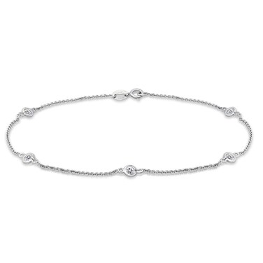 Michael Zweig Sterling Silver Cubic Zirconia Round 3.0 mm. Anklet Length 9