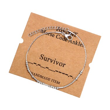 Gifts Morse Code Anklet Dainty Christmas Valentine's Mother's Birthday Gifts for Women Mom Sister Friends Best Friend Adjustable Summer Beach Jewelry Survivor