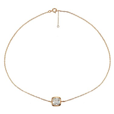 GemStar USA Rose Gold Flashed Sterling Silver Cubic Zirconia Cushion-cut Bezel-Set Anklet
