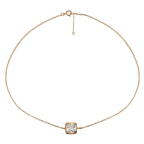 GemStar USA Rose Gold Flashed Sterling Silver Cubic Zirconia Cushion-cut Bezel-Set Anklet