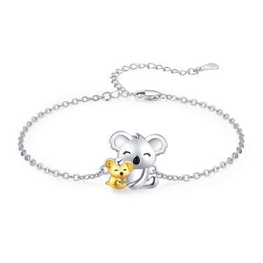 Midir&amp;Etain Koala Bracelet 925 Sterling Silver Cute Animal Koala Bear Bracelet Koala Jewelry Koala Gifts for Women Animal Lovers