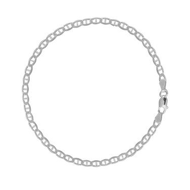 Ritastephens Sterling Silver Shiny 4mm Mariner Link Ankle Bracelet Chain Anklet, 10