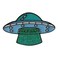 Blue Alien Spacecraft Enamel Pin Collect Cute Arts Metal Cartoon Brooch Backpack Clothes Collar Minimalism Lapel Badges Jewelry
