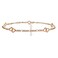 Hoops &amp; Loops Rose Gold Flashed Sterling Silver Figaro Chain with Double Heart Anklet