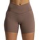 Aoxjox Trinity Workout Biker Shorts for Women Cross-Waist Crossover High Waisted Exercise Athletic Gym Running Yoga Short 6" (Fudge Coffee, Medium)