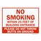SmartSign 10 x 14 inch No Smoking Within 25 Feet Of Building Entrance - Do Not Throw Butts On Ground Metal Sign, 40 mil Laminated Rustproof Aluminum, Red and White