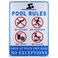 No Lifeguard On Duty Sign Pool Rules Sign No Glass Allowed in Pool Area Sign Reflective Signs 10 X 14 Inch Rust Free 40 Mil Aluminum Sign (Pool Rules)