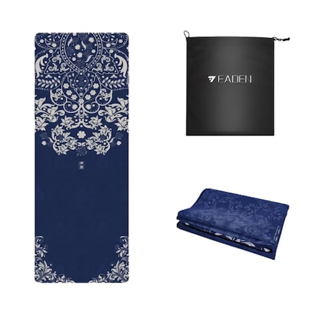 IEADEN Travel Yoga Mat - Foldable &amp; Lightweight, Eco-Friendly Yoga Mat with Carrying Bag   Non-Slip &amp; Absorbent Suede Mat, Ideal for Yoga, Pilates, Hot Yoga, Workout - 72&quot;L x 26&quot;W x 1.5mm Thick