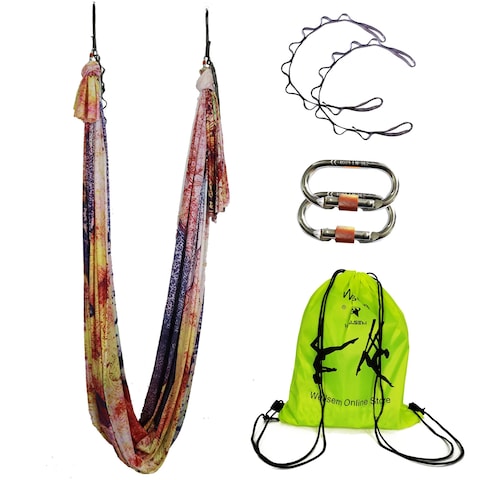 Aerial Yoga Hammock Aerial Pilates Silk Yoga Swing Set include Carabiners daisy Chain, Pose Guide 5.5 yards Set (Butterfly)