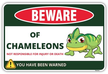 Venicor Chameleon Sign Decor - 8 x 12 Inches - Aluminum - Chameleon Cage Accessories - Chameleon Gifts Stuffed Animal Toy Habitat Food Stuff