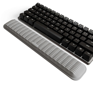 MEKASS Keyboard Wrist Rest for 60% Compact Keyboard, Ergonomic Soft Memory Foam Wrist Support with Non-Slip Silicone Base, Keyboard Pad Relieve Wrist Pain from Laptop, Computer, Typing (Light Grey)