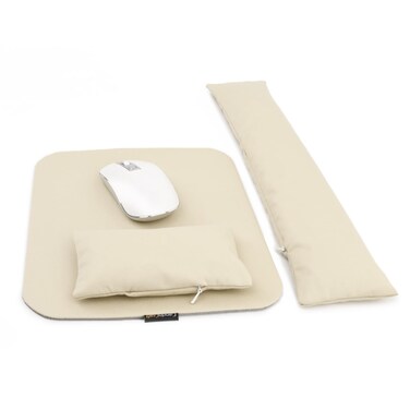 Large Mouse Pad Wrist Support Set, Bean Bag Mouse and Keyboard Wrist Rest Filled Ergo Beads, Easy Typing Gaming Home Office (Light Army Green)