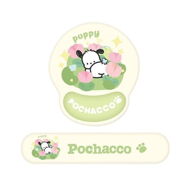 Teanea Cute Non-Slip Memory Foam Mouse Pad with Wrist Rest and Keyboard Wrist Support Pad for Desk Typing Gaming Home Office, Pochacco