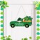 St Patrick's Day Front Door Sign Wooden Shamrocks Plaque Wreath and Garland Ornament Irish Gnome Lucky Truck Hanging Welcome Board Spring Home Wall Green Lucky Decoration (Wreath+Garland)