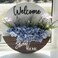 Welcome Sign Interchangeable Florals for All Seasons,12 inch, Home Front Door Window Wreaths Decor Spring Summer Table Kitchen Decoration (White)
