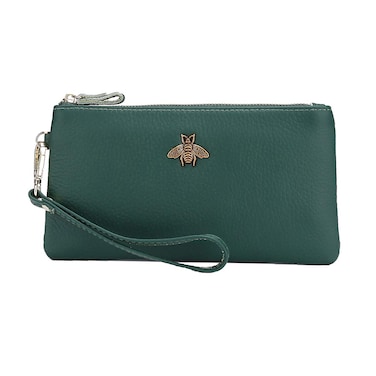 imeetu Women's Wristlet Clutch Purse Leather Cell Phone Wallet Handbag with Wrist Strap (Green)