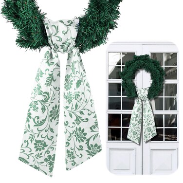 VitalCozy Wreath Sash for Front Door Wreath Satin Sash for Wreath Embroidery Monogram Wreath Sash Accessories Xmas Party Yard Doorway Indoor Outdoor Wall(Fresh)