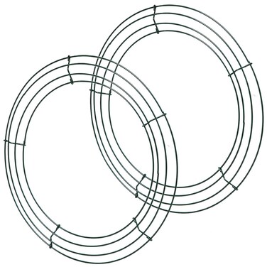URATOT Wire Wreath Frame Round Christmas Dark Green Wreath Frame Metal DIY Floral Crafts Wire Wreath Ring Round for New Year Thanksgiving Valentines Day Decorations (2, 14 inch)