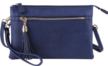 Solene Women's Lightweight Multi Compartment Wristlet Clutch Wallet Crossbody Bag - (WU021-Navy)