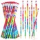 Epakh 48 Pieces Tie Dye Pencils Bulk Fun Pencils Colorful Round Pencils Rainbow Color Pencils Wood Gradient Pencils with Eraser Top for Home Office School Classroom Sketching and Learning Activities